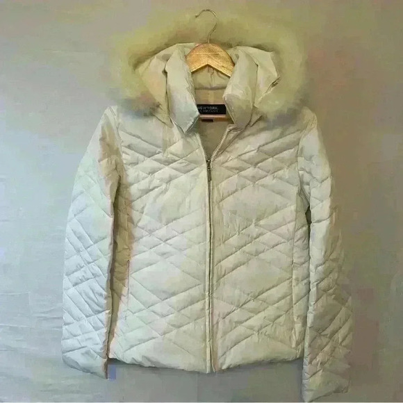New York & Company Quilted Puffer Jacket White Size Medium - Picture 1 of 7